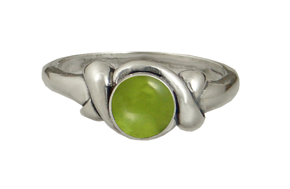 Sterling Silver Lover's Knot Ring With Peridot Size 9